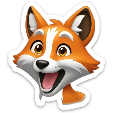 fox waving up close sticker