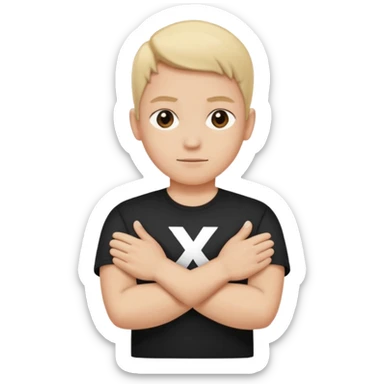 person crosses arms in an X sign sticker