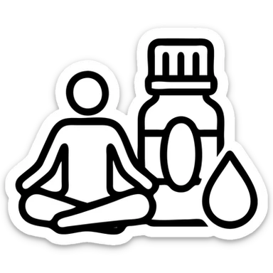 icon on the theme of yoga essentials oils classes.  sticker