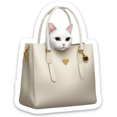 white cat in a prada bag sticker