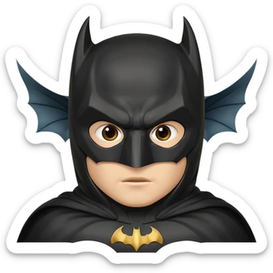 generate a batman emoji with just the face showing and part of the cloak and and wings. Shade the mask in the color #394A8E. Shade the wings in the color #EF7221. Shade the cloak in the color #61893D sticker