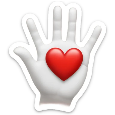two outstretched palms and in them a red heart sticker