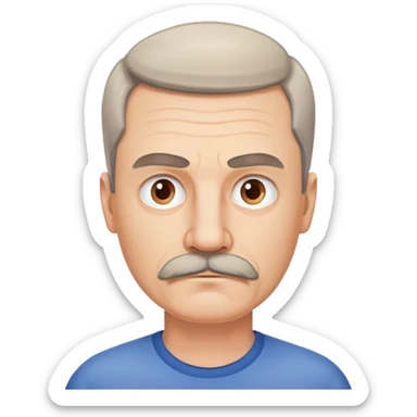 đàn ông 50 tuổi, da trắng, tóc ngắn, có ria mép, mặt nghiêm túc sticker