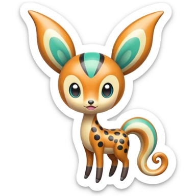 Colorful Exotic Tropical Striped Spotted Dotted dusted Glossy Shiny Meloetta-Vernid-Trico-Kirby-Fakémon-creature-hybrid sticker