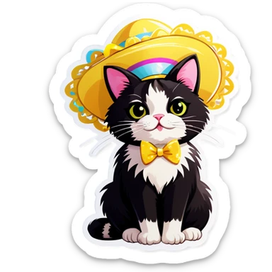 Tuxedo Cat with Easter bonnet sticker
