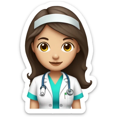 cute brunette nurse with scrubs without coat sticker