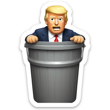 Donald Trump sitting in a trash can  sticker