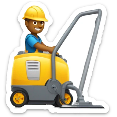 Construction worker pushing floor cleaning machine  sticker