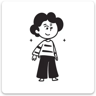 playful cartoon character, hand-drawn doodle style, simple lines, friendly expression sticker