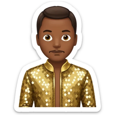 Philip Bailey from Earth, Wind & Fire with dark brown hair, gold sequin outfit sticker