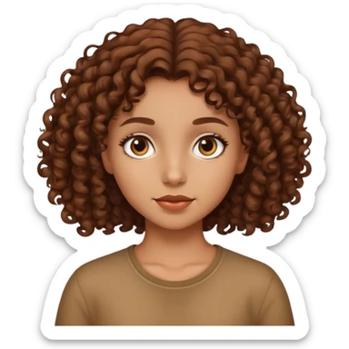Slightly brown girl with brown curly hair  sticker