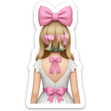 A pink bow in dark blond hair from the back sticker
