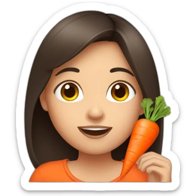 brunet girl eat carrot sticker