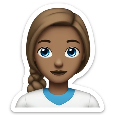 teenage girl long brown hair blue eyes with bald black man with brown eyes and a goatee sticker
