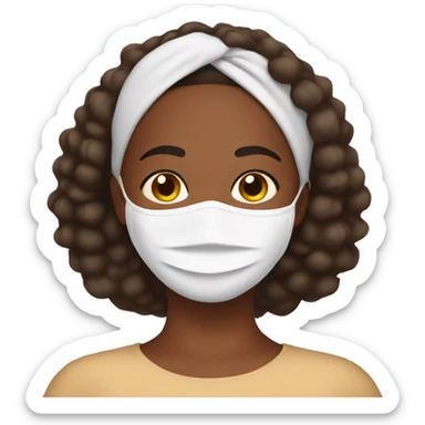 Brown skin woman with self care face mask on sticker