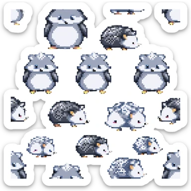 Baby hedgehogs Sonic, Shadow and Silver in colorful pixel art style sticker
