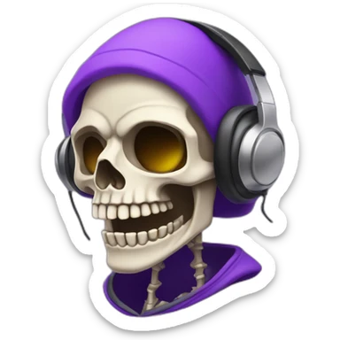 purple skeleton disc jockey with a beard sticker