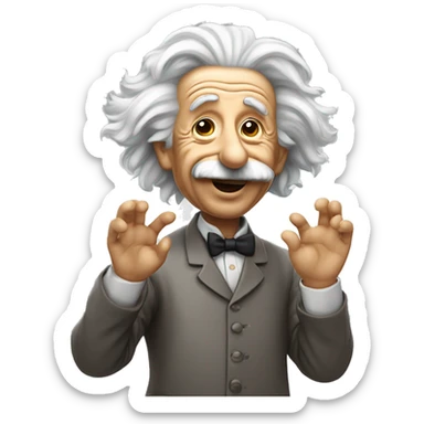 albert einstein with wawing hand and is happy sticker