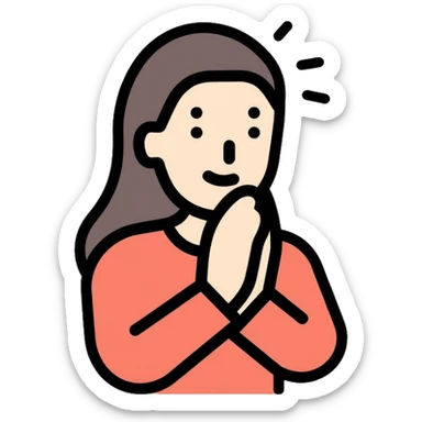 Person with hands folded, praying and talking to God, divine connection sticker