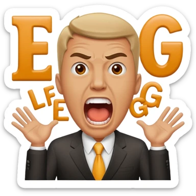 Crazy business guy screaming with the letters "LFG" in bold pronounced don't bright with boarder below or above sticker