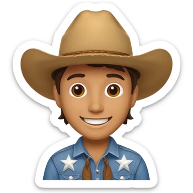 The shape of the state of Texas wearing a cowboy hat sticker
