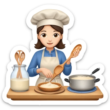 A woman cooking sourdough in kitchen sticker