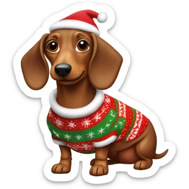 wiener dog wearing a christmas sweater sticker