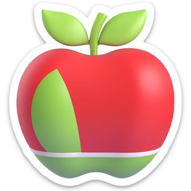 an apple with Mexican flag colors, 3D style, no text sticker