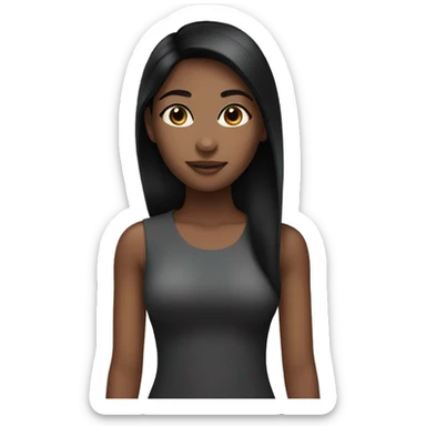 Brown skin girl with black straight hair  sticker