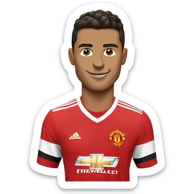 An emoji of cristiano ronalso in a manchester united jersey sticker