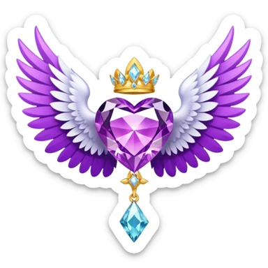 holy diamond emblem with white wings and purple diamond in the middle sticker