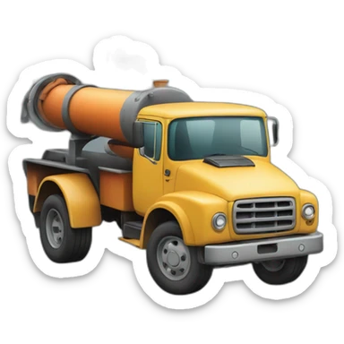 A truck with smoke coming out from the pipe on the back  sticker