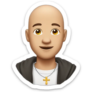 bald guy with a cross earring in his left ear sticker