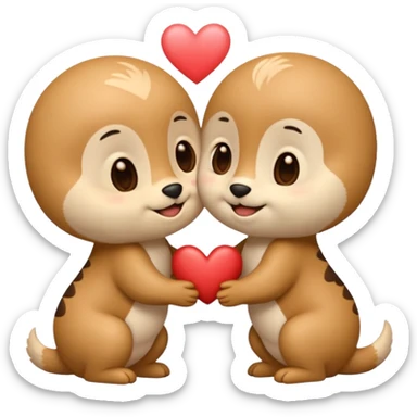 Two cute little creatures, giving each other a kiss, and some words that say "Te amo mi bichín"  sticker