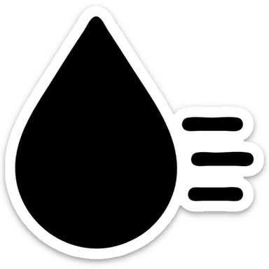 solid icon of a light blue or silver water droplet on glossy black mirror paint of a luxury vehicle, minimal repellent effect with lines, elegant and minimal sticker