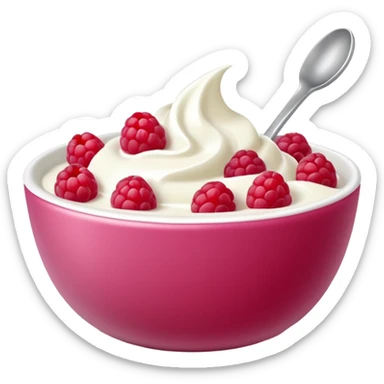 yoghurt bowl with raspberry sticker