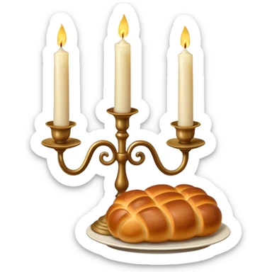 Shabbat two candles in candlesticks and halal bread  sticker