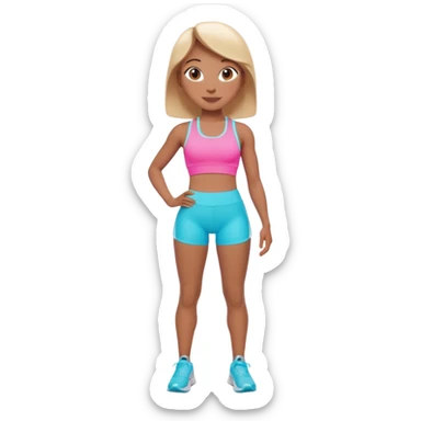A 3D cartoon fit person showing a slim waistline, wearing sportswear, bright lighting, Memoji-style. close up camera angle. sticker