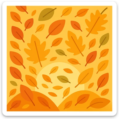 Make the image incorporate falling leaves throughout the square, keeping the original warm color palette and style of the lineal color icon sticker