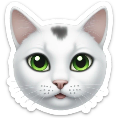 white cat with black patches green eyes sticker