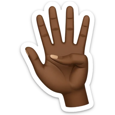 hand emoji ✋🏽 with thumb down flat on the palm of the hand to hold 4 fingers up sticker