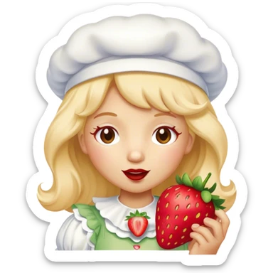 Strawberry shortcake from 2003 eating a strawberry  sticker