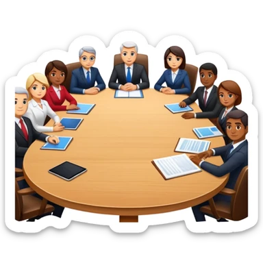 executive committee sitting at a table sticker