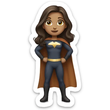 superhero, girl, long brown hair, brown eyes, hispanic sticker