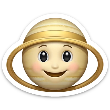Saturn planet with rings and a cute smiling face sticker