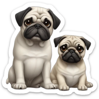 Two dogs a shitzu black and white next to classic pug sticker