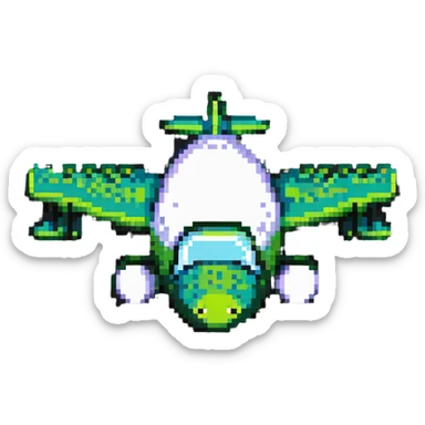 crocodile head airplane in pixel art style sticker