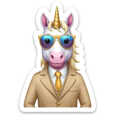 Unicorn wear coatsuit and wear sunglasses  sticker