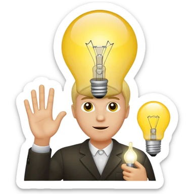 A white man came up with an idea, a light bulb appeared sticker