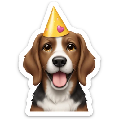 Dog in birthday hat sticker